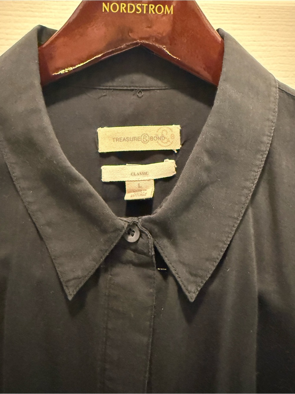 Black Womens Button-Up semi sheer Shirt by Treasure & Bond - Picture 6 of 7